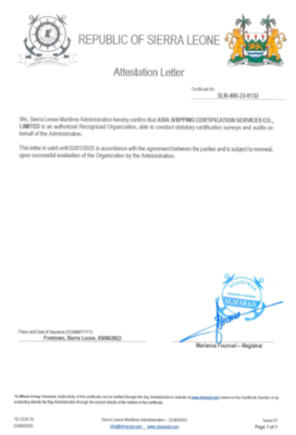 Authorization Letter from Sierra Leone Flag Authorization Letter from Sierra Leone Flag